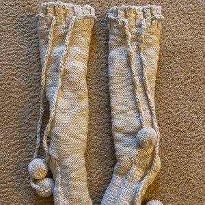 UGG fuzzy tall socks w/ Pom poms